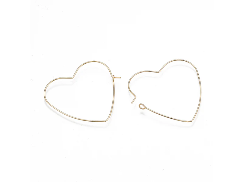Boucles d'oreilles créoles en forme de coeur - Doré à l'or fin 18k - Image 2