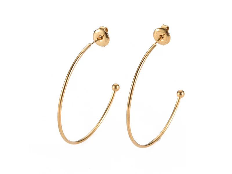 Boucles d'oreilles demi-créoles pour perles heishi - Doré à l'or fin 18k - 36 x 36 mm