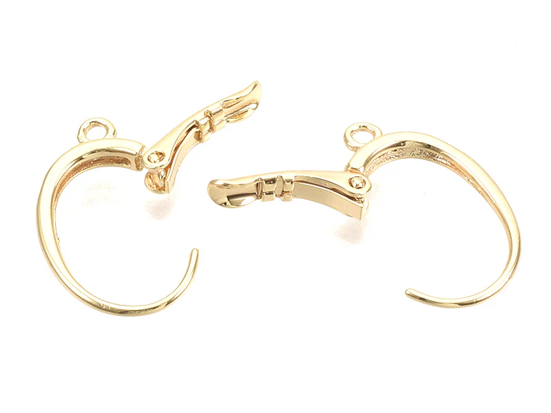 Boucles d'oreilles dormeuses avec boucle - doré à l'or fin 18k - 20,5 mm - Image 2