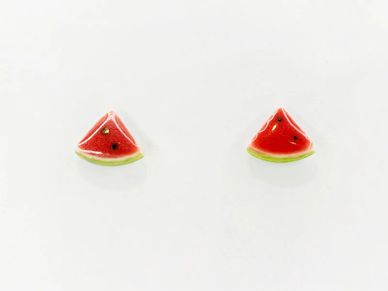 Boucles d'oreilles en porcelaine - Pastèque - Image 2