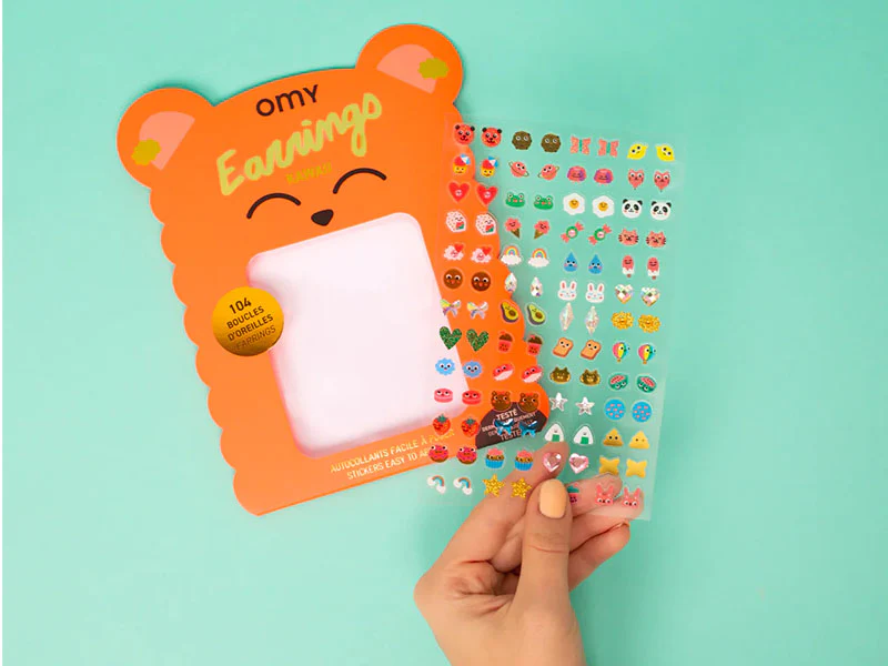 Boucles d'oreilles Stickers - Kawai- OMY - Image 2