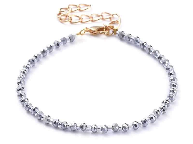 Bracelet à perles de verre - bleu irisé