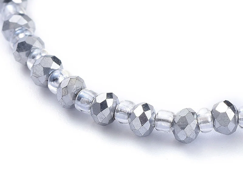 Bracelet à perles de verre - bleu irisé - Image 3