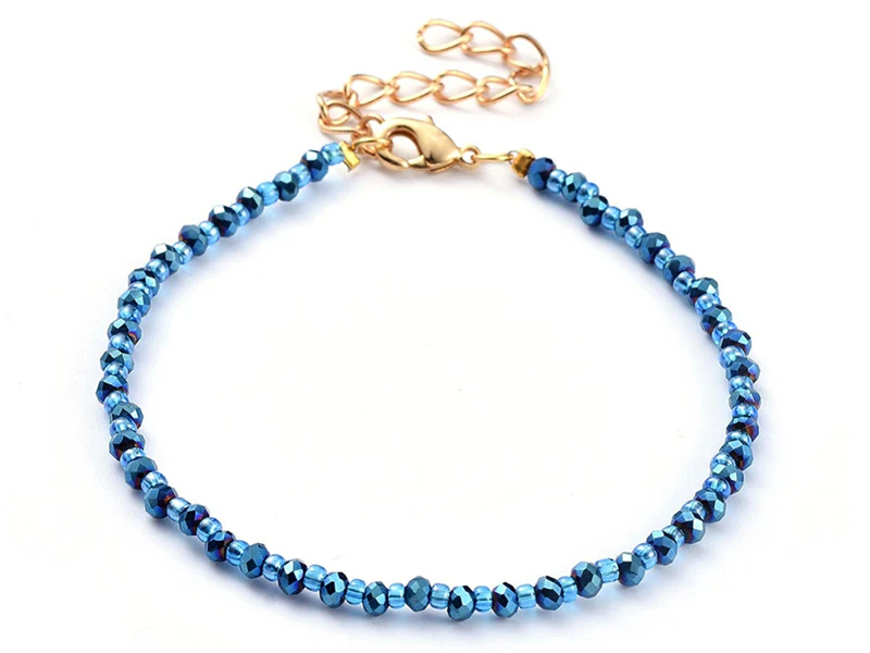 Bracelet à perles de verre - bleu irisé