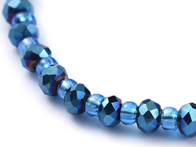 Bracelet à perles de verre - bleu irisé - Image 2