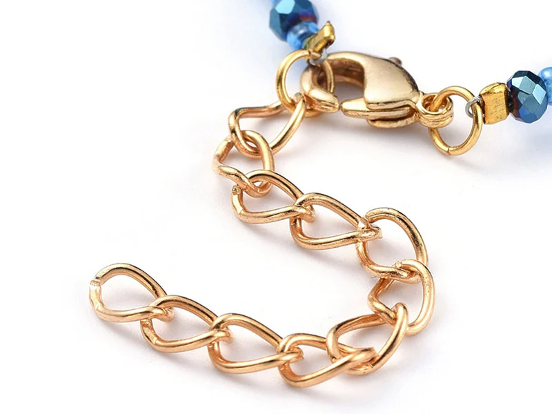 Bracelet à perles de verre - bleu irisé - Image 3