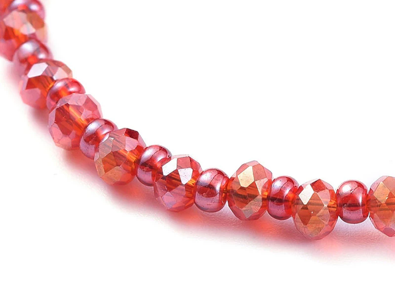 Bracelet à perles de verre - rouge irisé - Image 2