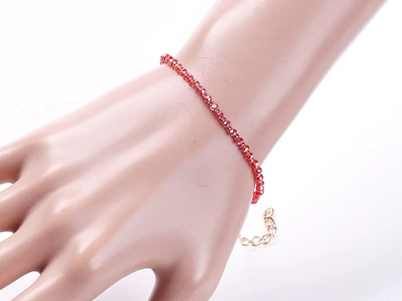 Bracelet à perles de verre - rouge irisé - Image 4