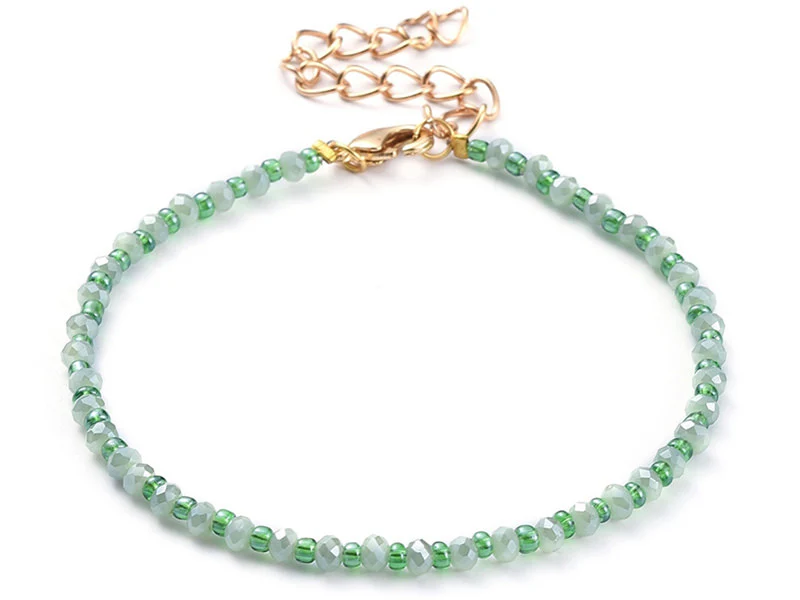 Bracelet à perles de verre - vert irisé