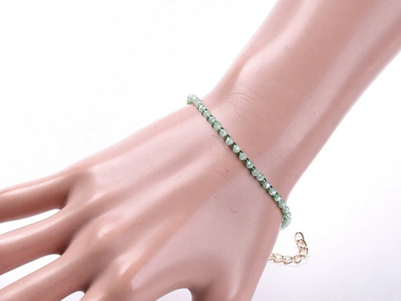 Bracelet à perles de verre - vert irisé - Image 3