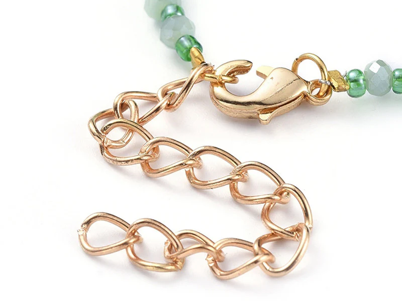 Bracelet à perles de verre - vert irisé - Image 4