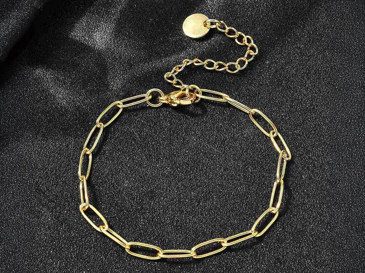 Bracelet chaîne trombone 16,5 cm - laiton doré à l’or fin - Image 2