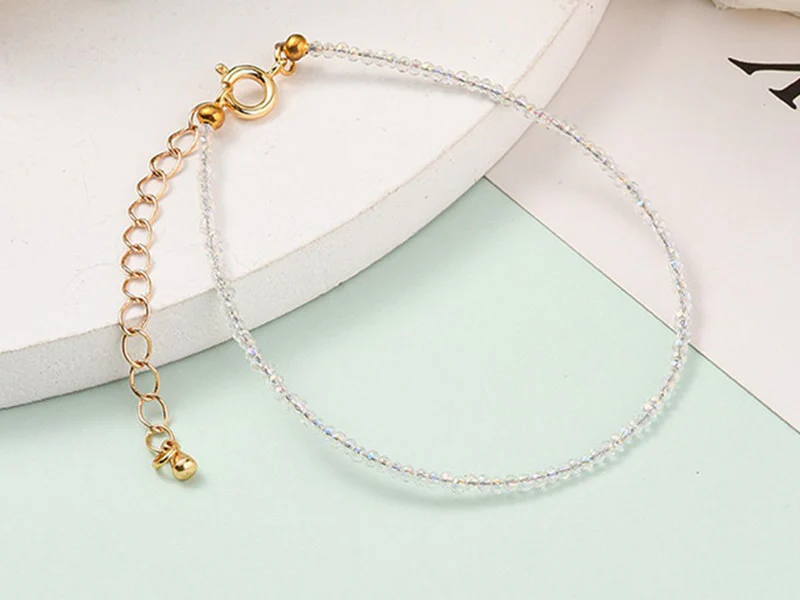 Bracelet en perles facétées - blanc irisé - Image 2