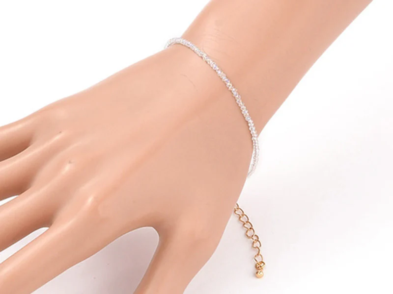 Bracelet en perles facétées - blanc irisé - Image 5