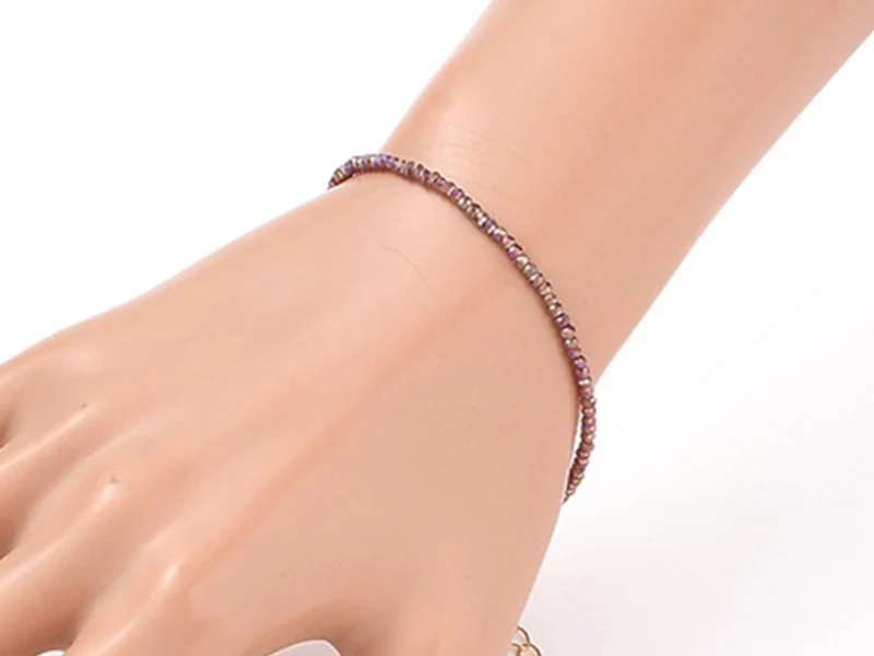 Bracelet en perles facétées - marron - Image 3