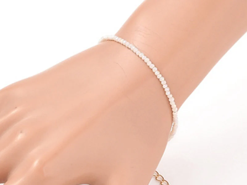 Bracelet en perles facétées - rose brume - Image 2