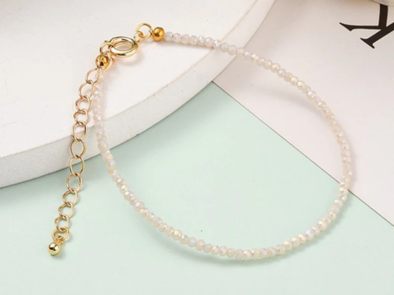 Bracelet en perles facétées - rose brume - Image 4
