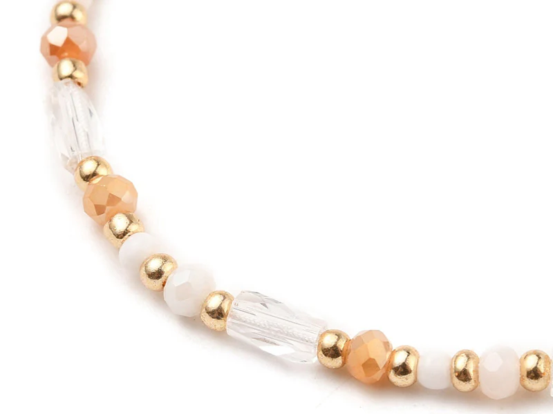 Bracelet fin en perles de verre - rose - taille ajustable - Image 5