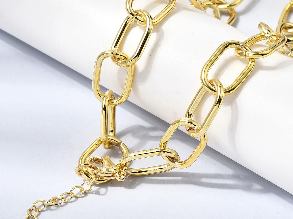 Collier chaîne câble 44 cm - laiton doré à l’or fin - Image 4