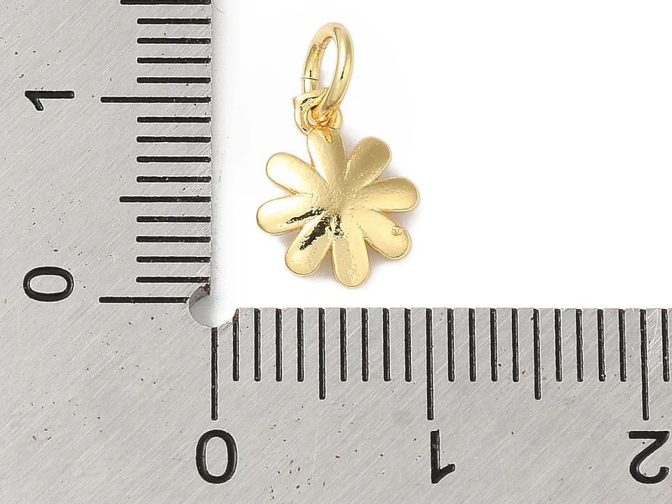 Breloque fleur blanche émaillée - laiton doré à l’or fin - Image 3