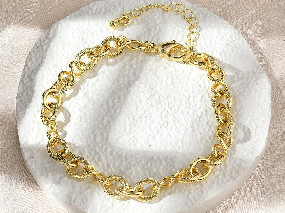 Bracelet chaîne maillons infini 20,6 cm - laiton doré à l’or fin - Image 2
