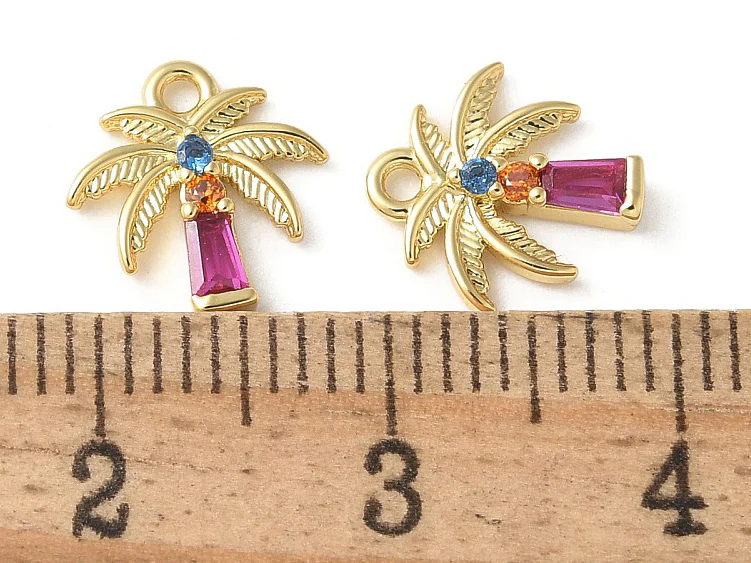 Breloque palmier strass - laiton doré à l’or fin - Image 3