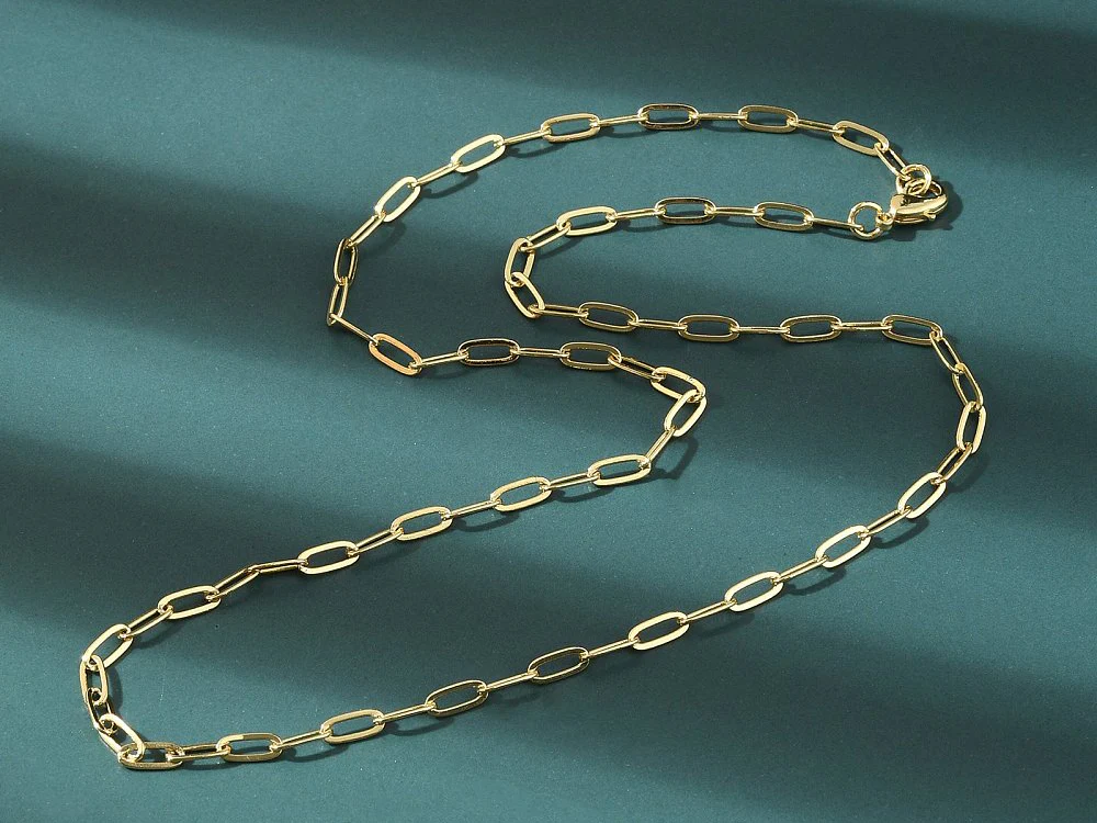Collier chaîne trombone 44,5 cm - laiton doré à l’or fin - Image 2