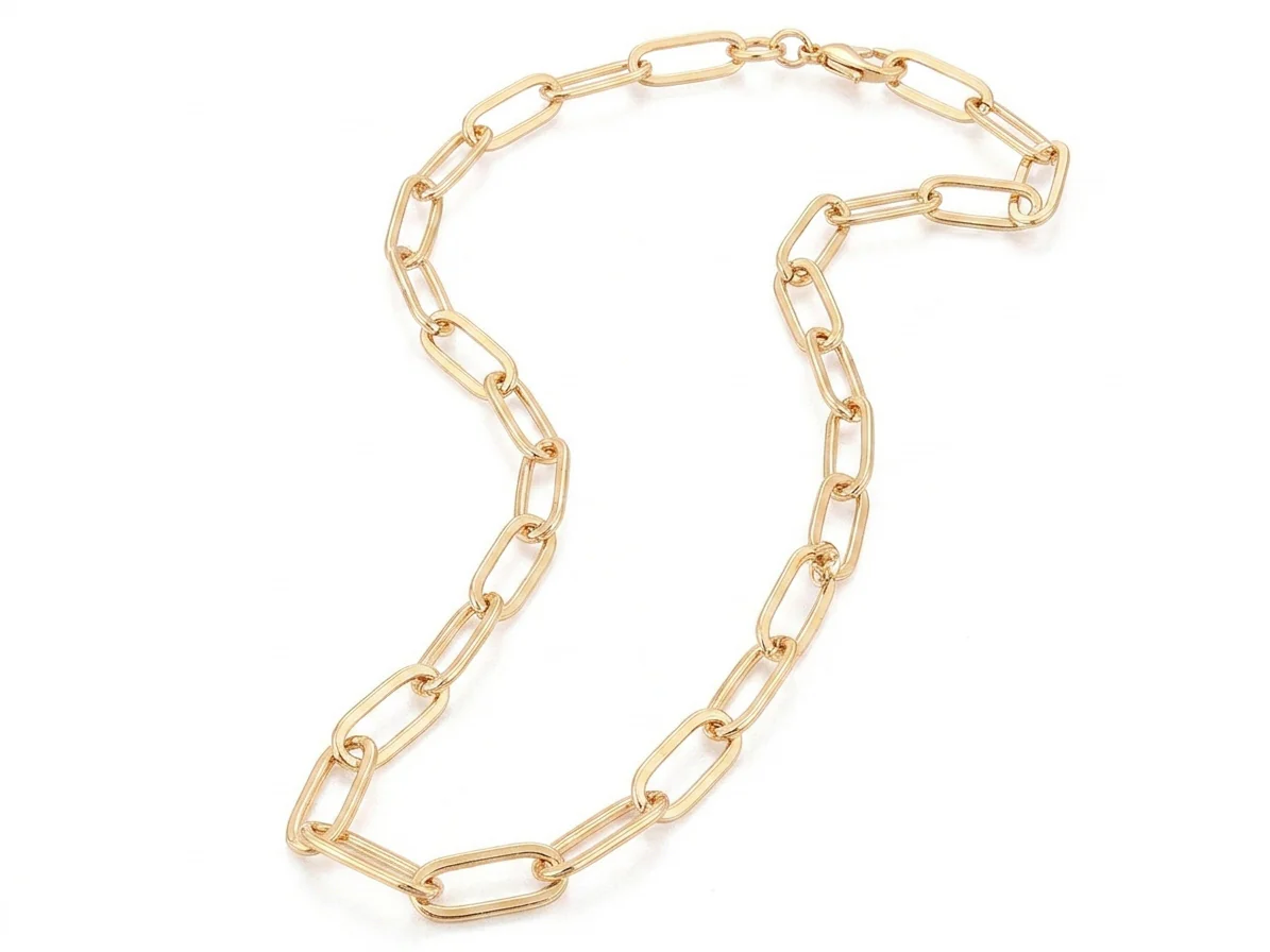 Collier chaîne trombone 45 cm - laiton doré à l’or fin