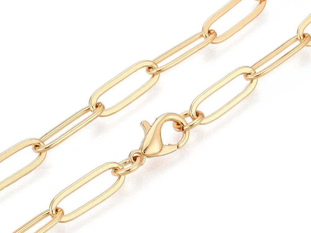 Collier chaîne trombone 45 cm - laiton doré à l’or fin - Image 3