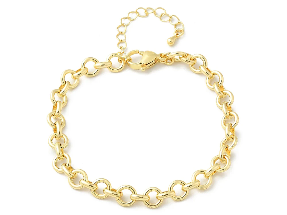Bracelet chaîne maillons ronds 19,3 cm - laiton doré à l’or fin