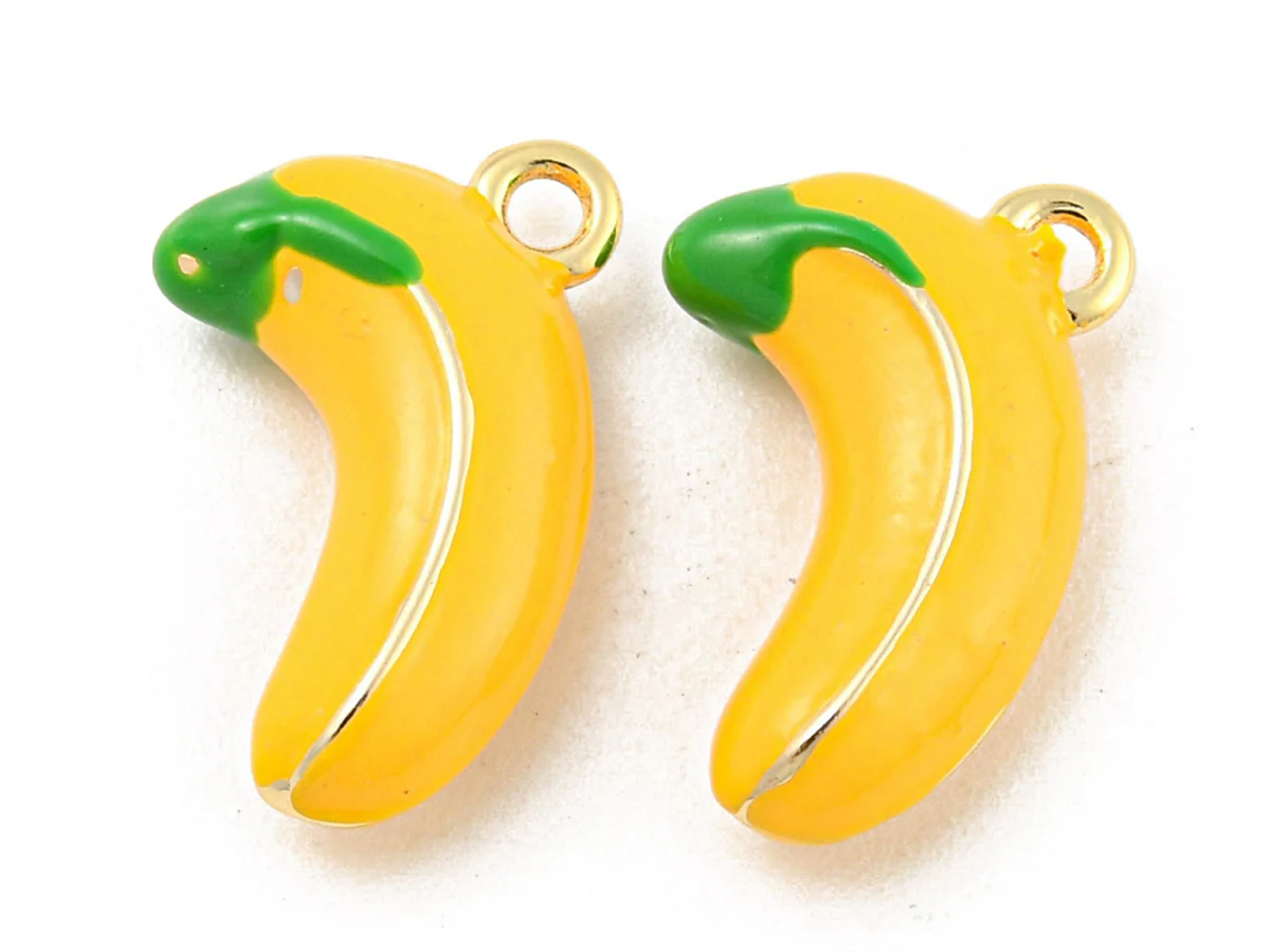 Breloque banane émaillée en laiton doré à l’or fin - Image 2