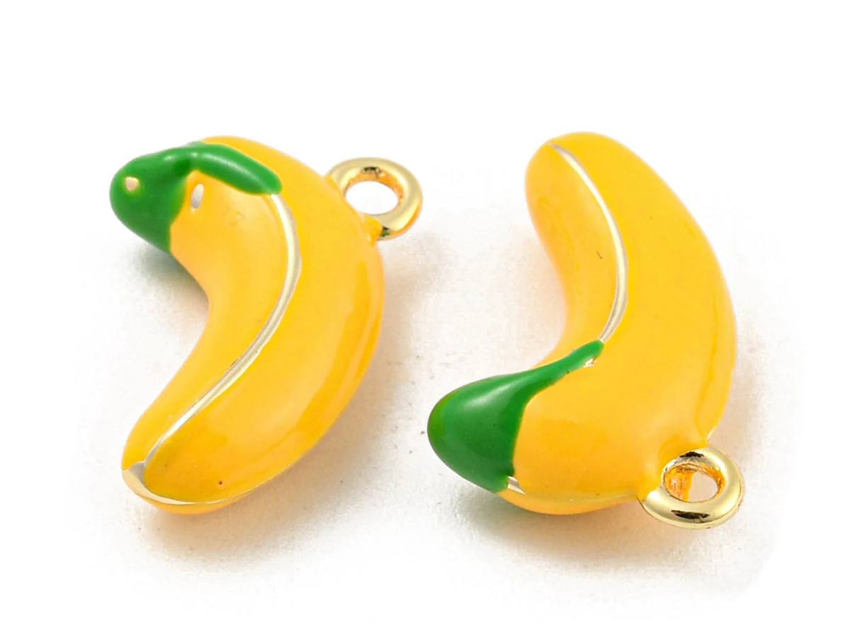 Breloque banane émaillée en laiton doré à l’or fin - Image 3