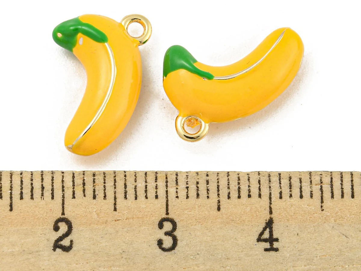 Breloque banane émaillée en laiton doré à l’or fin - Image 4