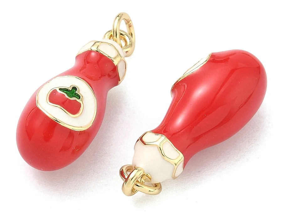 Breloque bouteille de ketchup - laiton doré à l’or fin - Image 2