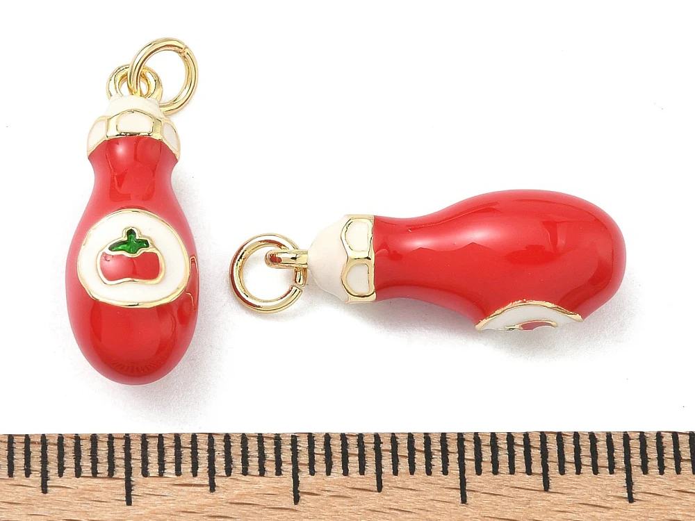 Breloque bouteille de ketchup - laiton doré à l’or fin - Image 3