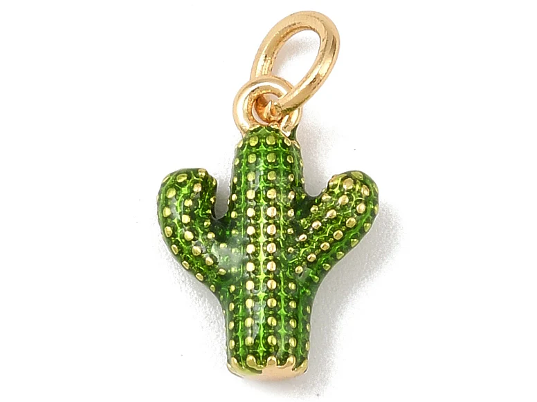 Breloque cactus vert - laiton doré à l’or fin