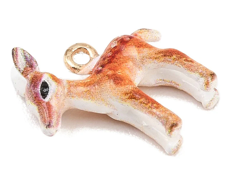 Breloque biche émaillée - doré - Image 2