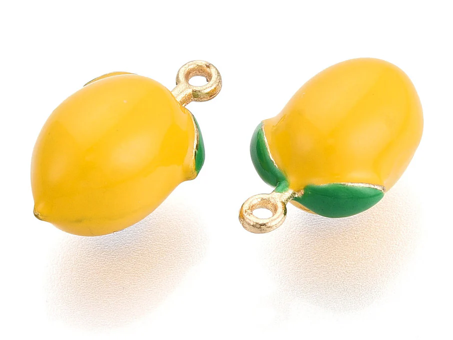 Breloque citron jaune émaillée - doré - Image 2