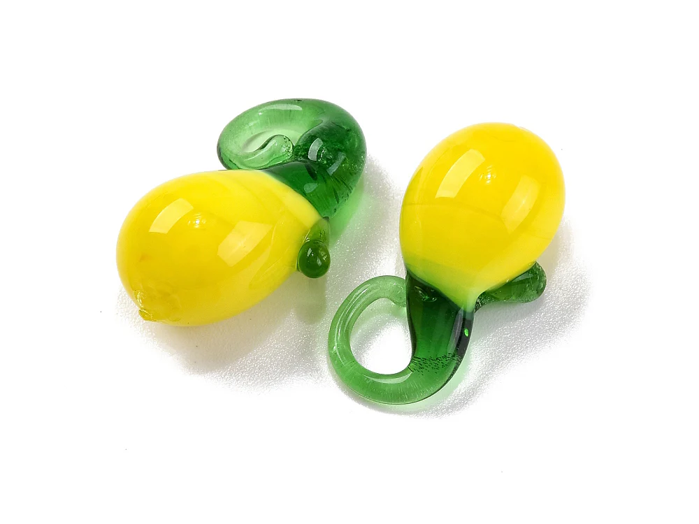 Breloque citron jaune en perles de verre colorées - Image 3