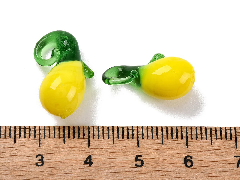 Breloque citron jaune en perles de verre colorées - Image 4