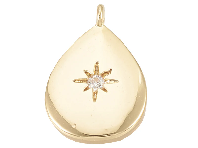 Breloque dorée à l'or fin 18 K – Goutte scintillante
