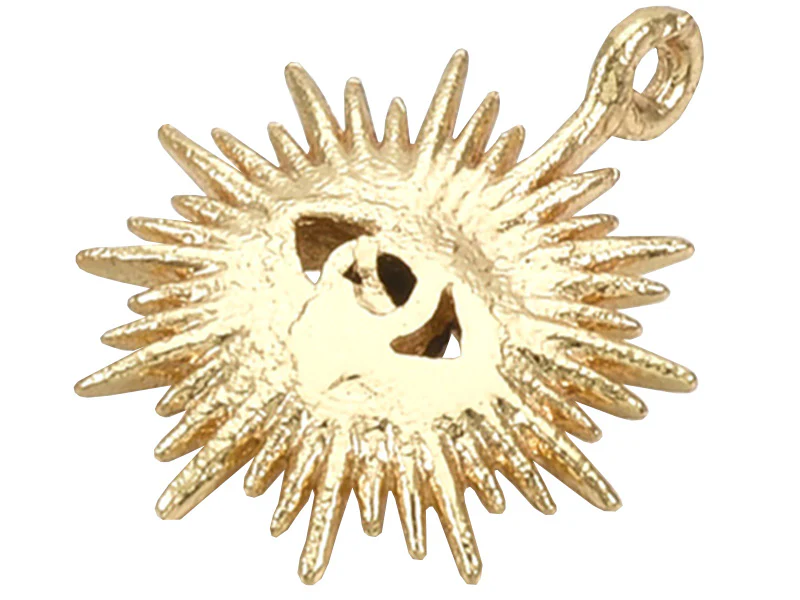 Breloque dorée à l'or fin 18K – Soleil avec œil strass noir - Image 2