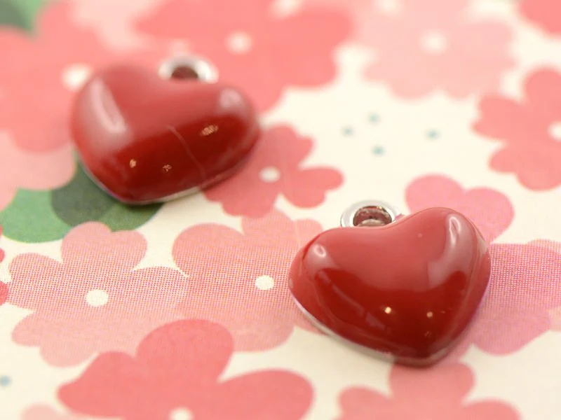Breloque émaillée - coeur rouge - Image 4