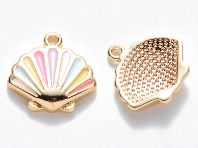 Breloque émaillée - Coquillage pastel multicolore - Image 3