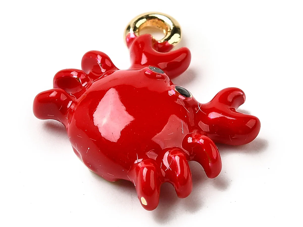 Breloque émaillée crabe rouge et doré - Image 2
