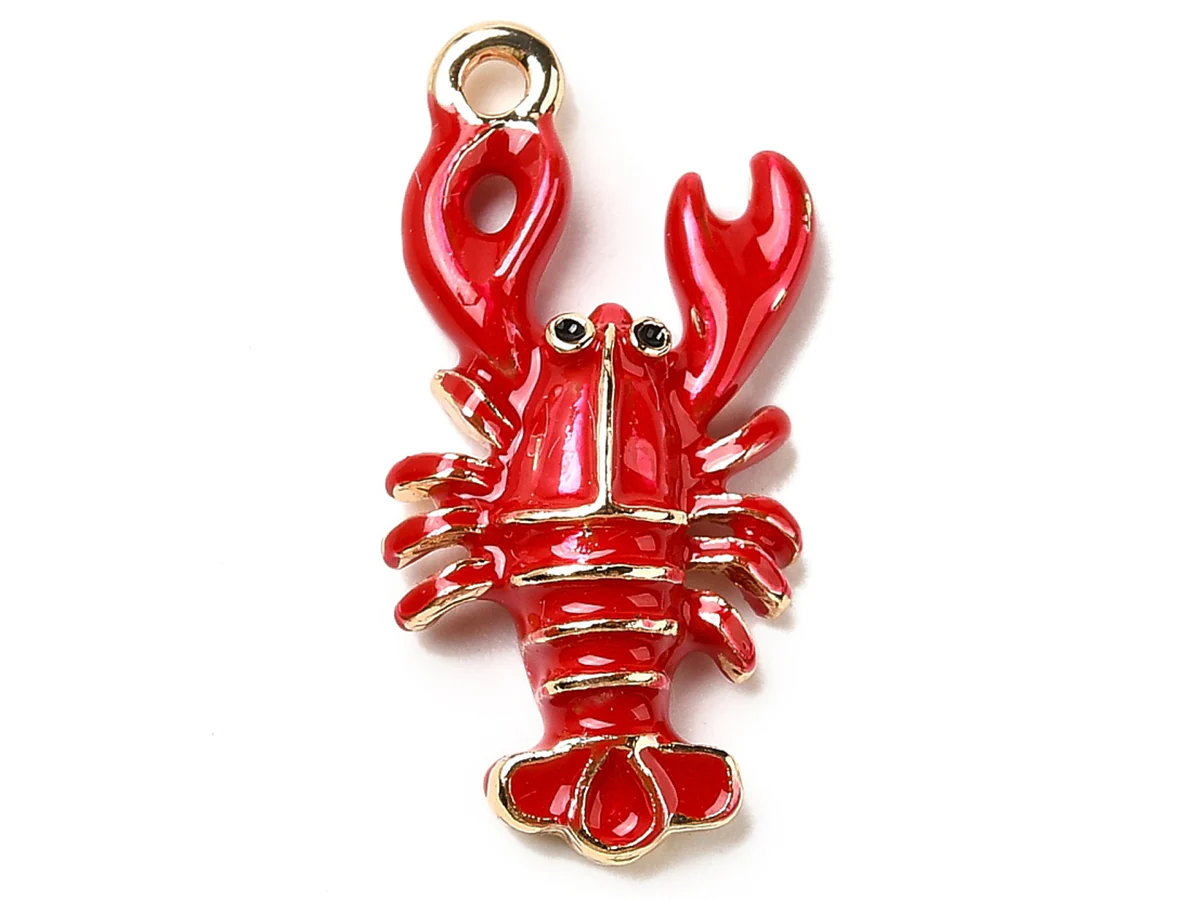 Breloque émaillée homard rouge et doré - Image 2