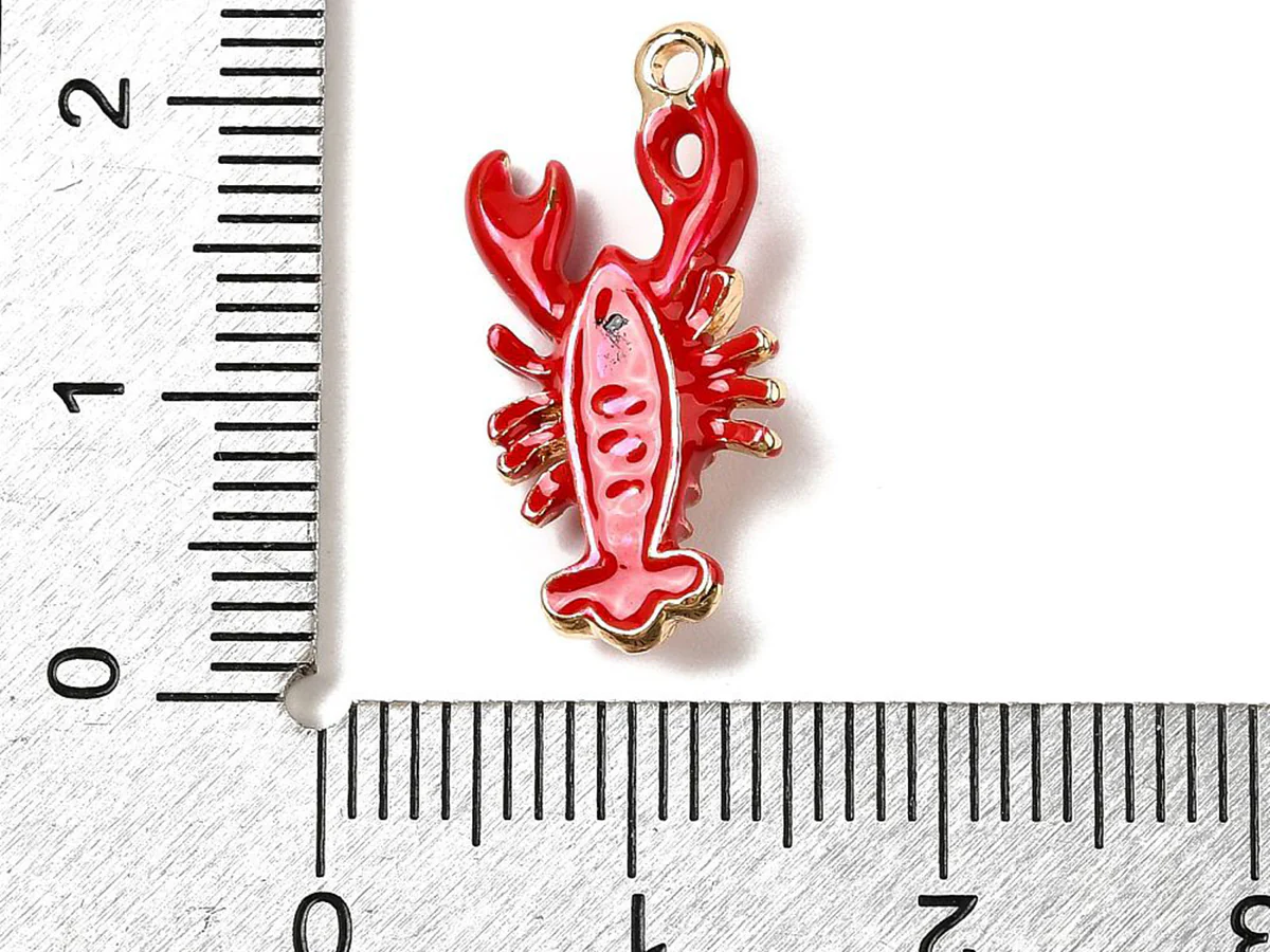 Breloque émaillée homard rouge et doré - Image 4