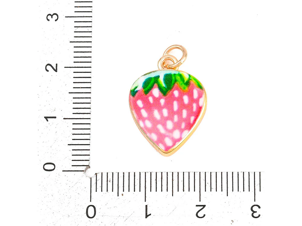 Breloque fraise rose doré à l'or fin - Image 4