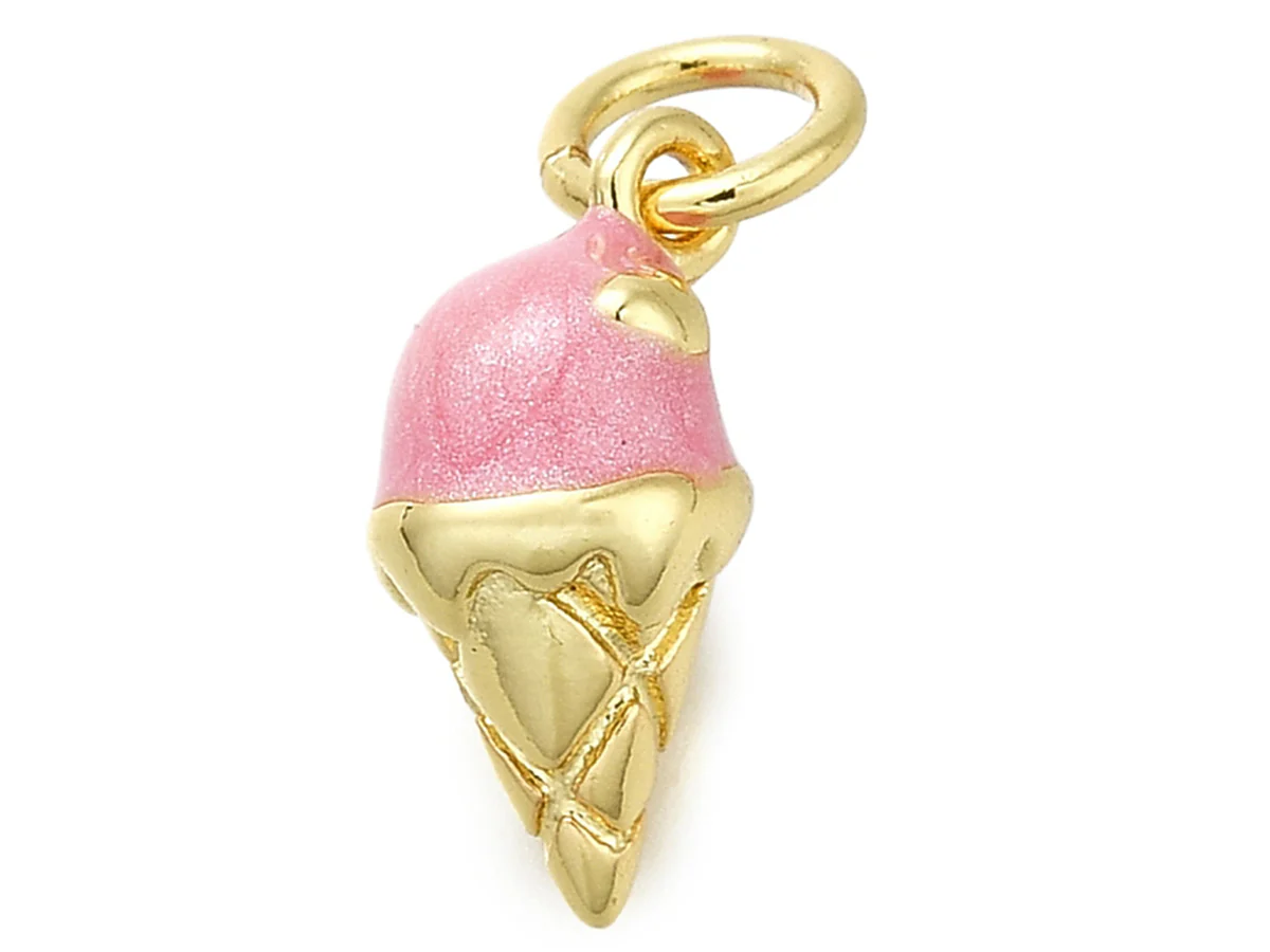 Breloque glace émaillée en laiton doré à l’or fin