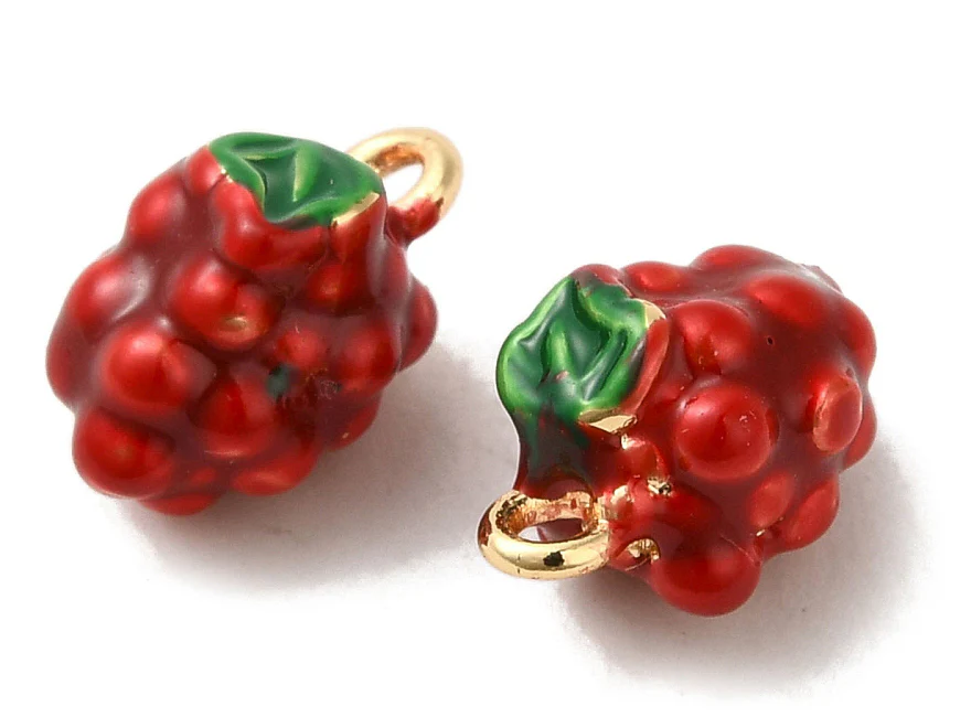 Breloque framboise émaillée en laiton plaqué or 18K - Image 3